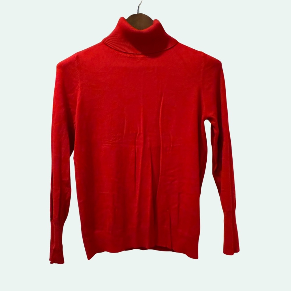 S.OLIVER Turtleneck Sweater Lightweight Knit Pre-Loved Red Size M